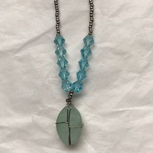 Vintage Express beaded aquamarine necklace